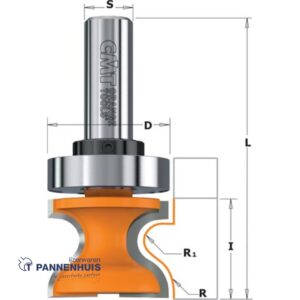 CMT HW vensterbankfrees met geleidelager op de schacht, HW D=31,7 x 25,4mm R=9,5 L=73 S=12 Z2