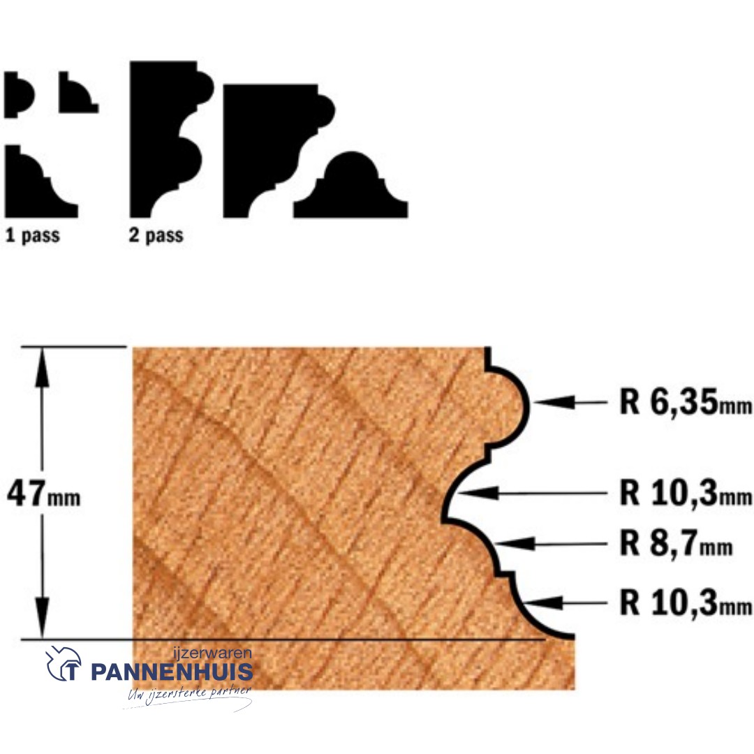CMT Multiprofielfrees HW D=55,6 x 47mm L=96 S=12 Z2 - Afbeelding 3