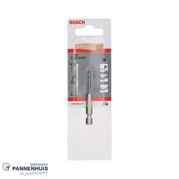 Bosch Houtspiraalboor 1/4" zeskant 2 x 24 x 62 mm - Afbeelding 2