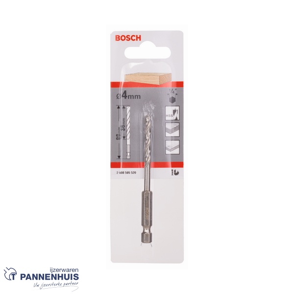 Bosch Houtspiraalboor 1/4" zeskant 4 x 43 x 88 mm - Afbeelding 2