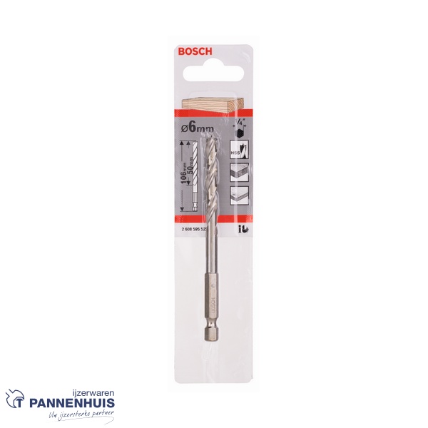 Bosch Houtspiraalboor 1/4" zeskant 6 x 63 x 106 mm - Afbeelding 2