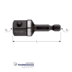 Rotec Adapter, 1/4 E6.3 naar 1/2 4-knt met pin, L=50