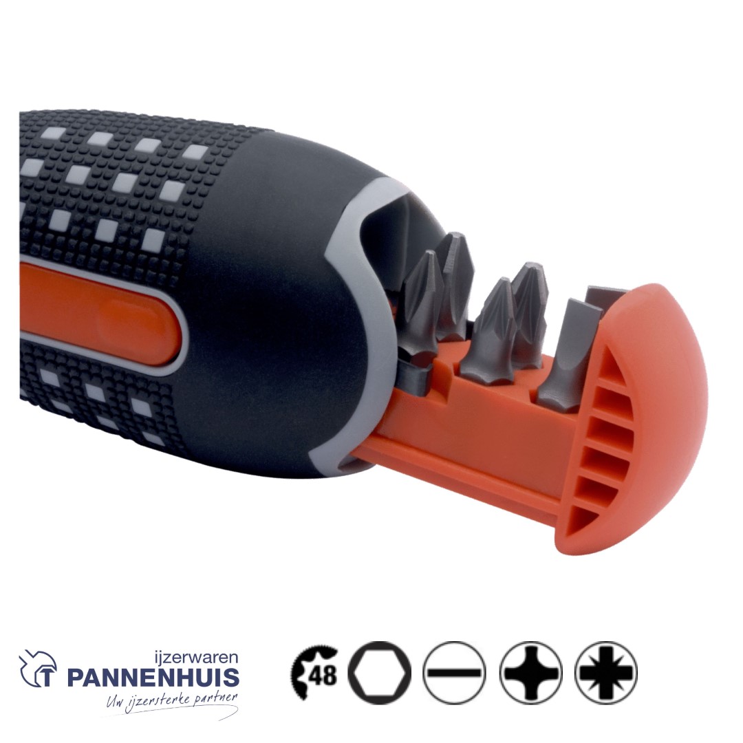 Bahco Ratelschroevendraaier 1/4" met bithouder 125 mm - Afbeelding 2