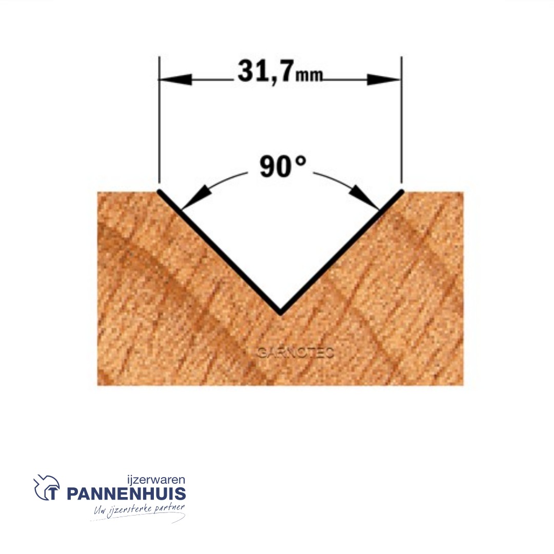 CMT V-groef frees 90° HW D=31,7 x 16mm 90° L=63,5 S=8 Z2 - Afbeelding 3