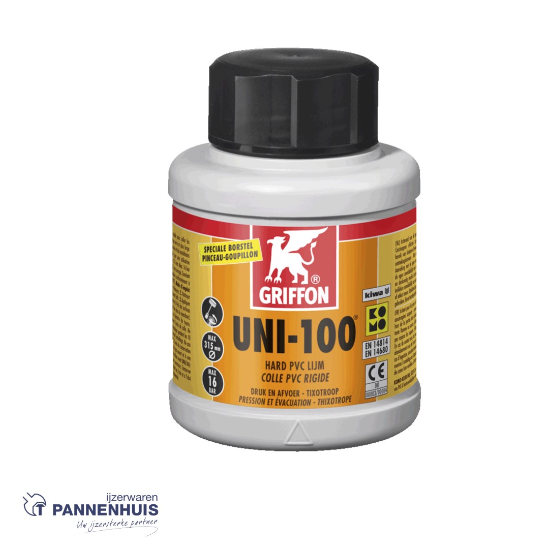 Griffon hard pvc lijm uni-100 komo pot 250ml