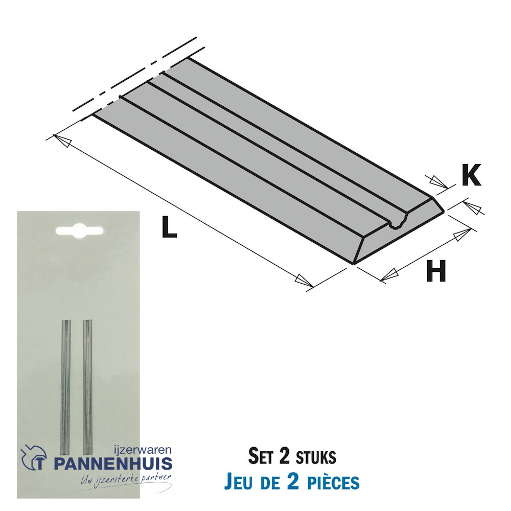 CMT Wisselmessen voor handschaafmachine L=80,5x5,5x1,1 Z=2 HWM 2 stuks