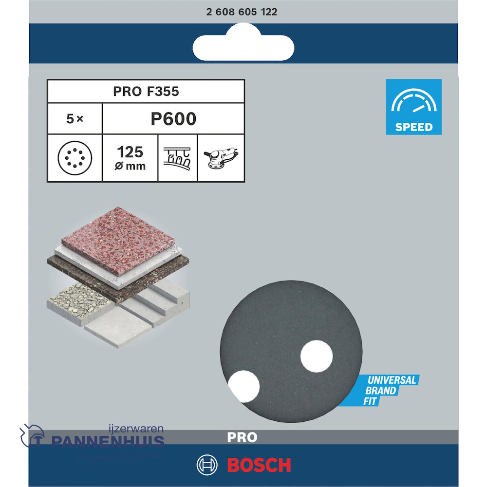 Bosch Schuurblad 5x 125 K600 BFS 8-gaten F355 - Afbeelding 3