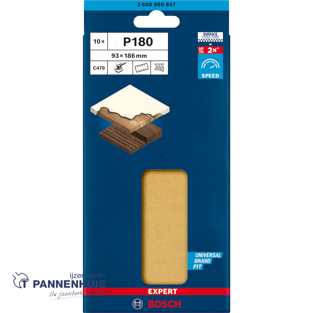 Bosch Schuurvel C470 afmeting 93x186, G180, 8 gtn, 10x - Afbeelding 2