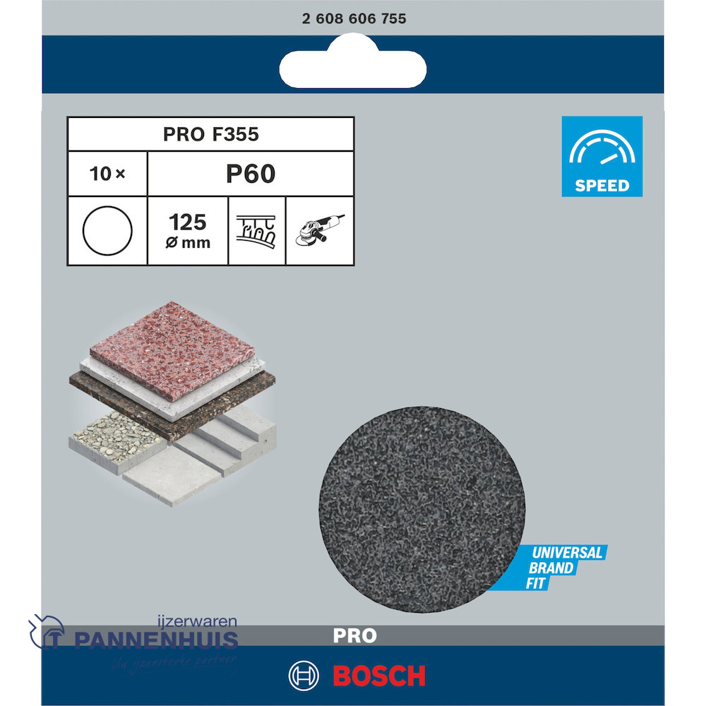 Bosch Schuurvel voor haakse slijper 125, K 60 10x - Afbeelding 3