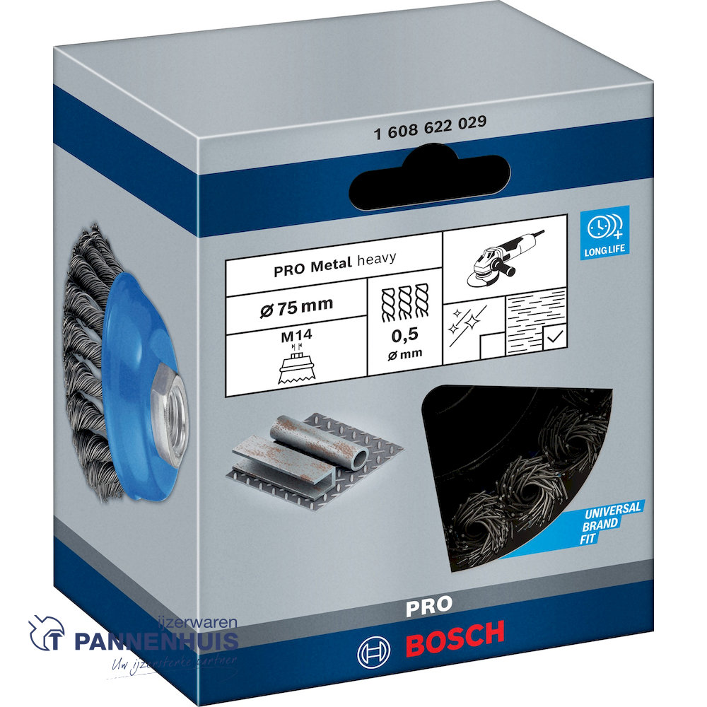 Bosch Komborstel getordeerd 75 x 0,5 mm M14 staal - Afbeelding 2