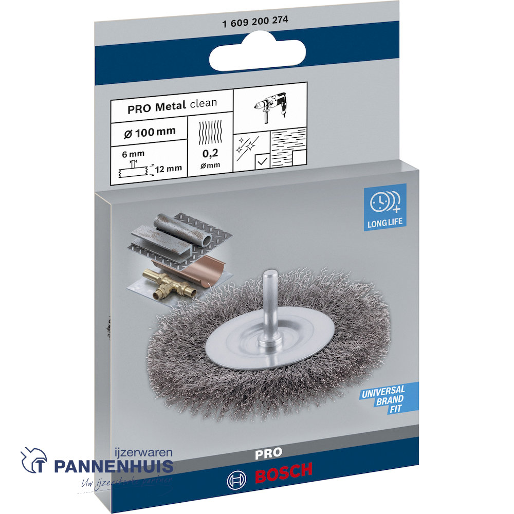 Bosch schijfborstel gegolfd 100 X 0,2 mm 10 mm staal - Afbeelding 2