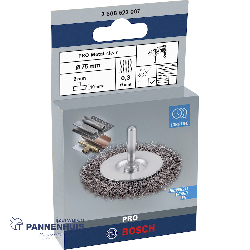 Bosch schijfborstel gegolfd 75 X 0,3 MM 8 mm staal - Afbeelding 2