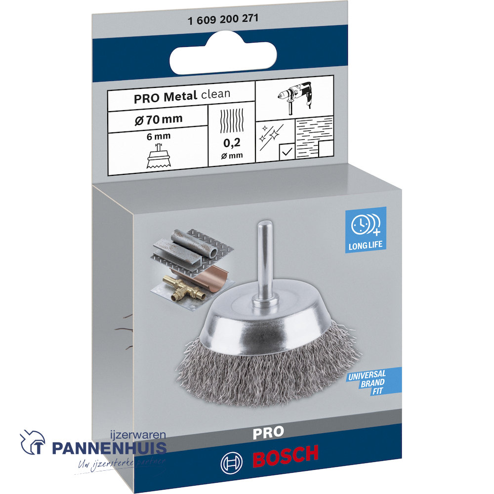 Bosch Komborstel gegolfd 70 x 0,2 mm staal - Afbeelding 2