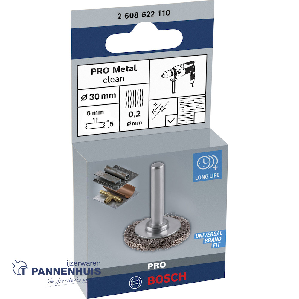 Bosch schijfborstel gegolfd 30 X 0,2 mm 6 mm staal - Afbeelding 2