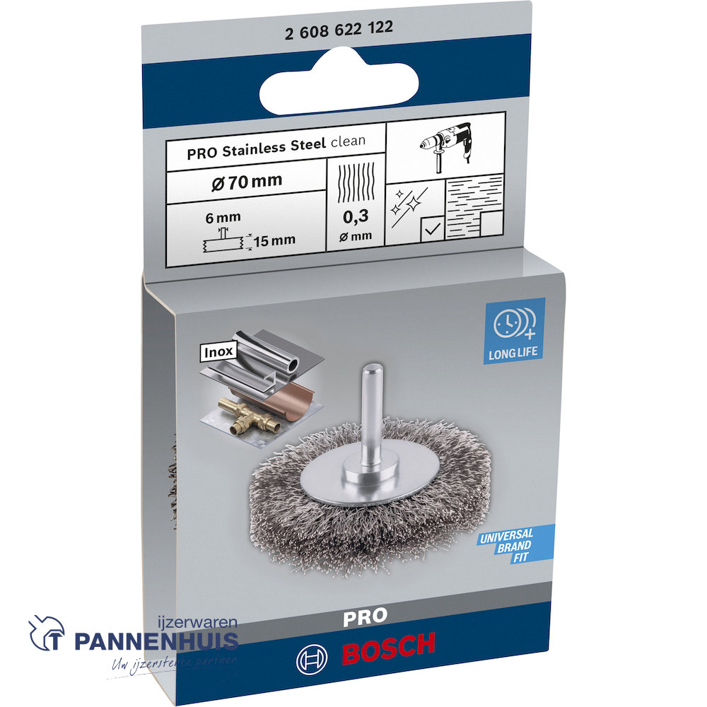 Bosch schijfborstel gegolfd 70 X 0,3 MM 15 mm roestvrij staal - Afbeelding 2