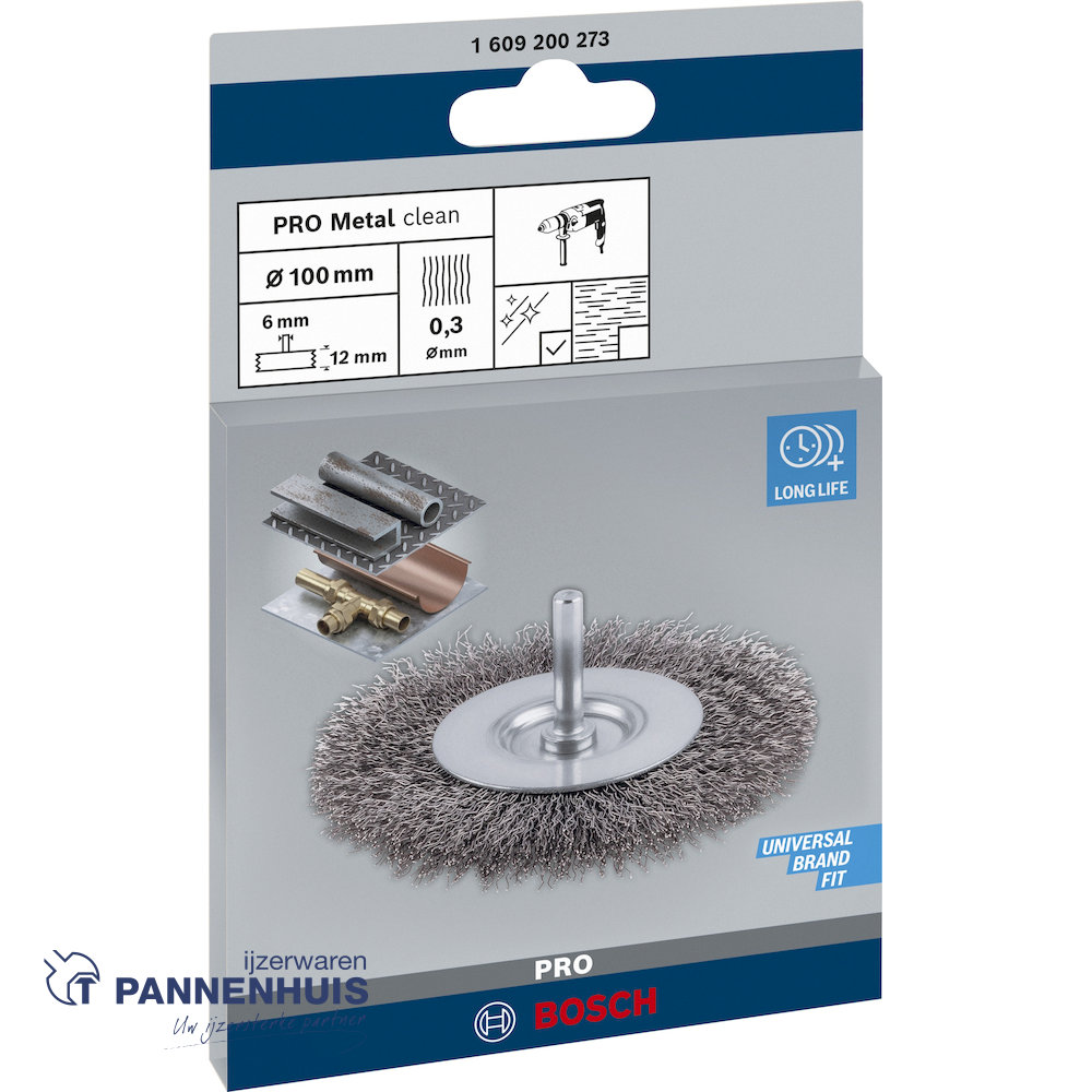 Bosch schijfborstel gegolfd 100 X 0,3 mm 10 mm staal - Afbeelding 2