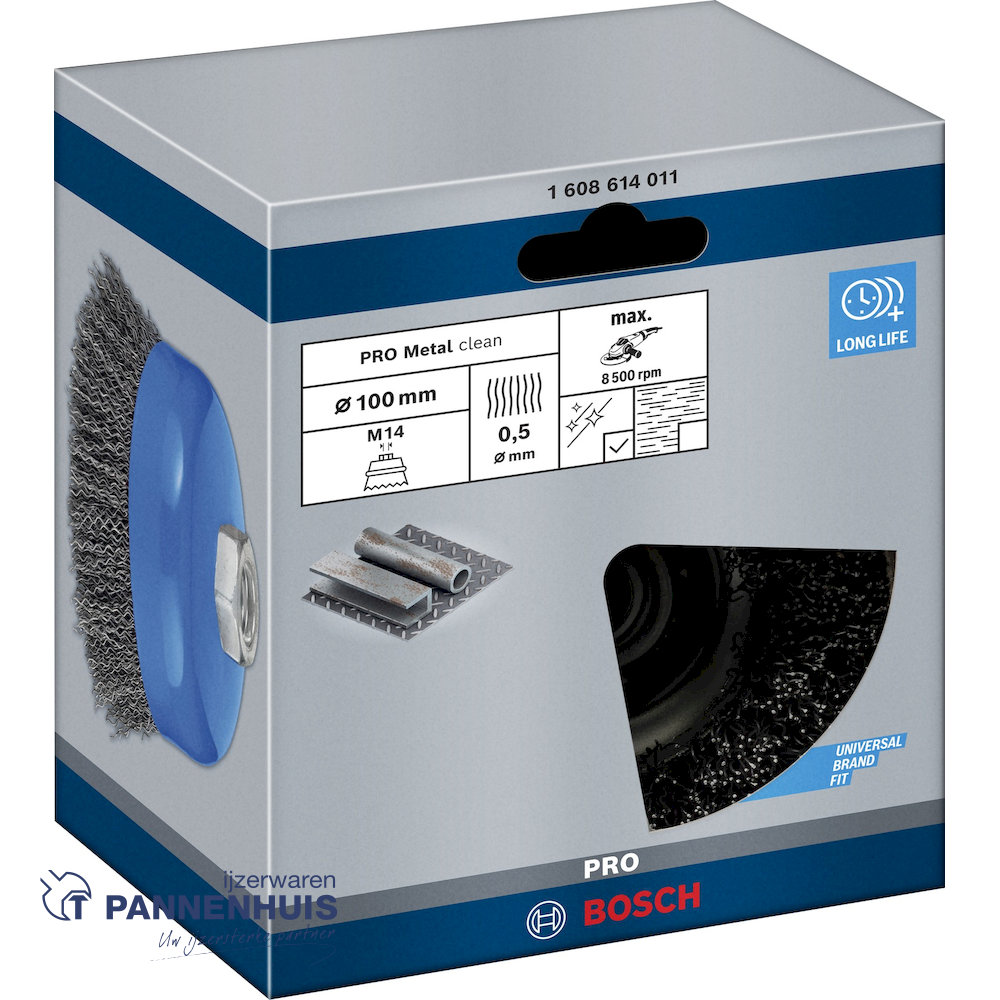 Bosch Komborstel gegolfd 100 x 0,5 mm M14 staal - Afbeelding 2
