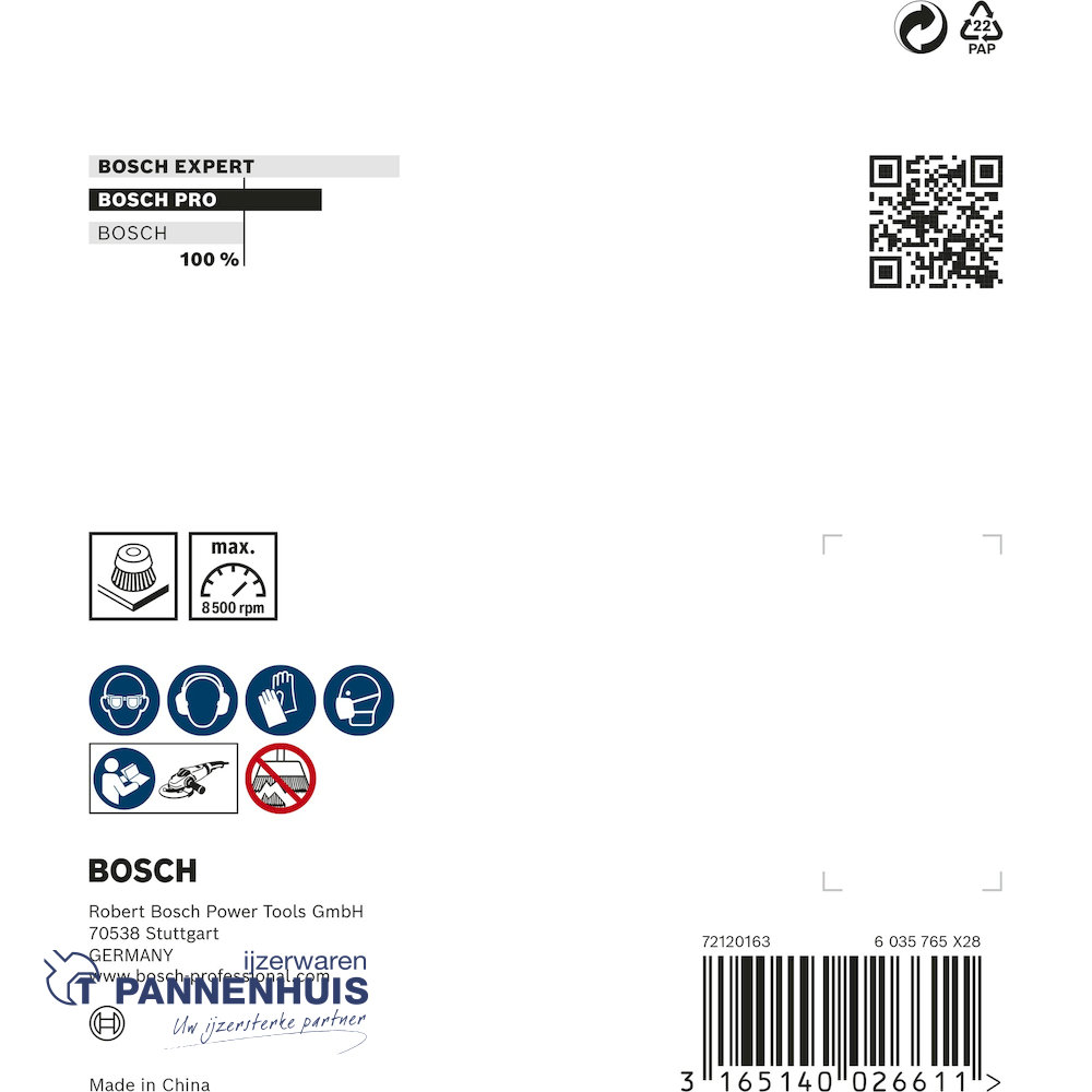 Bosch Komborstel gegolfd 100 x 0,5 mm M14 staal - Afbeelding 3