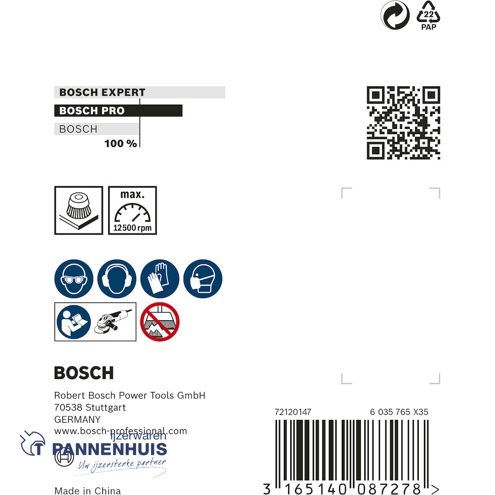 Bosch Komborstel gegolfd 65 x 0,3 mm M14 roestvrij staal - Afbeelding 3