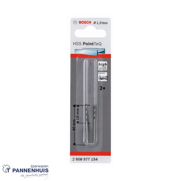 Bosch Spiraalboor HSS PointTeQ 1,5 mm (2 stuks) - Afbeelding 2
