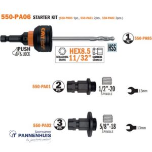 CMT Starterspakket (HSS boor + snelwisselhouder + adapters)
