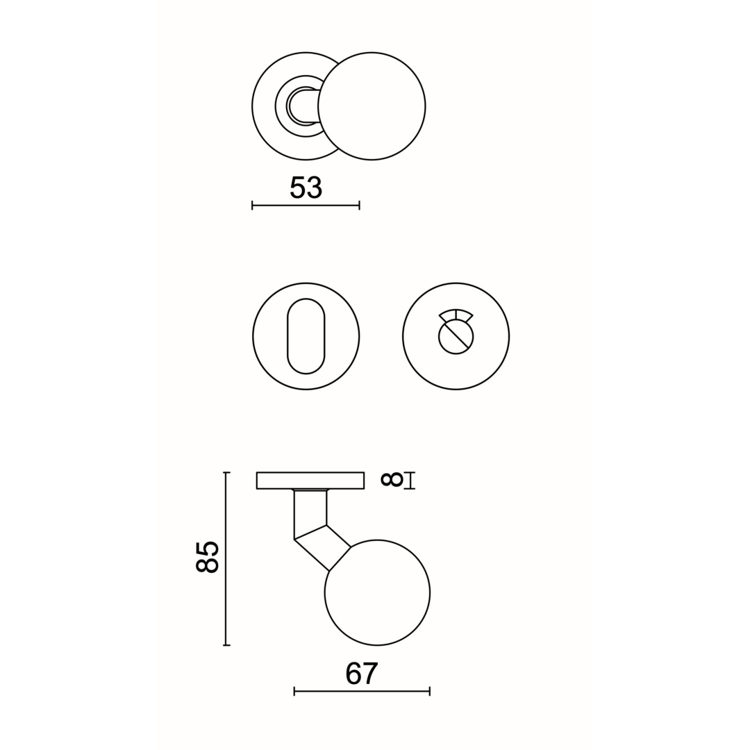Deurkruk Pro BS SHAPE 50MM INOX PLUS R+WC - Afbeelding 2