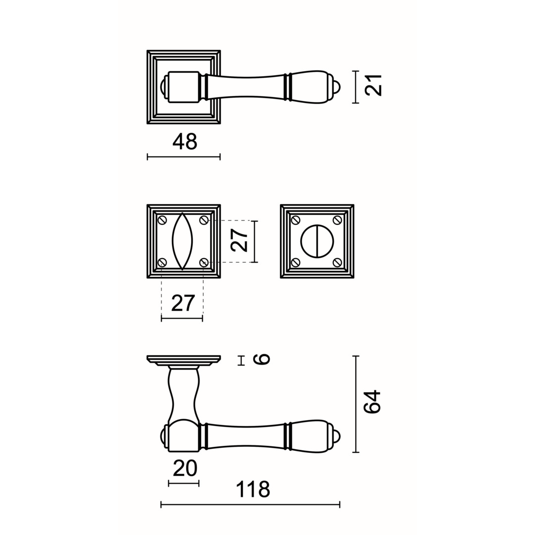 Deurkruk Pro CARRE ROEST R+WC - Afbeelding 2