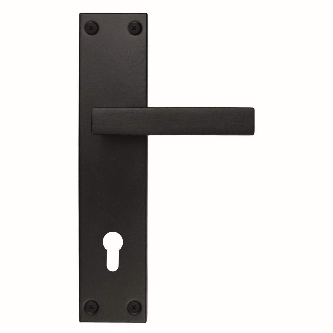 Deurkruk Pro COSMIC Zwart structuur UV PLAAT+CYL 85MM