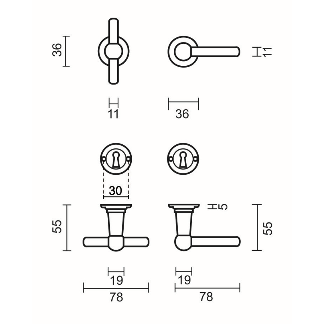Deurkruk Pro PETRA OM T+L INOX LOOK R+E - Afbeelding 2