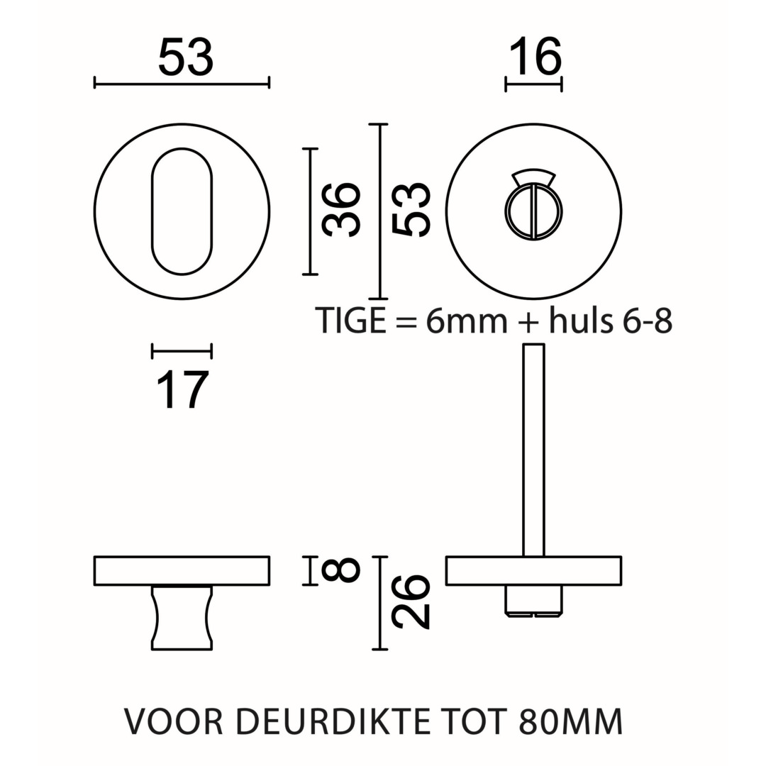 WC garnituur rond SHAPE CLASS 3 INOX PLUS TIGE 120MM - Afbeelding 2