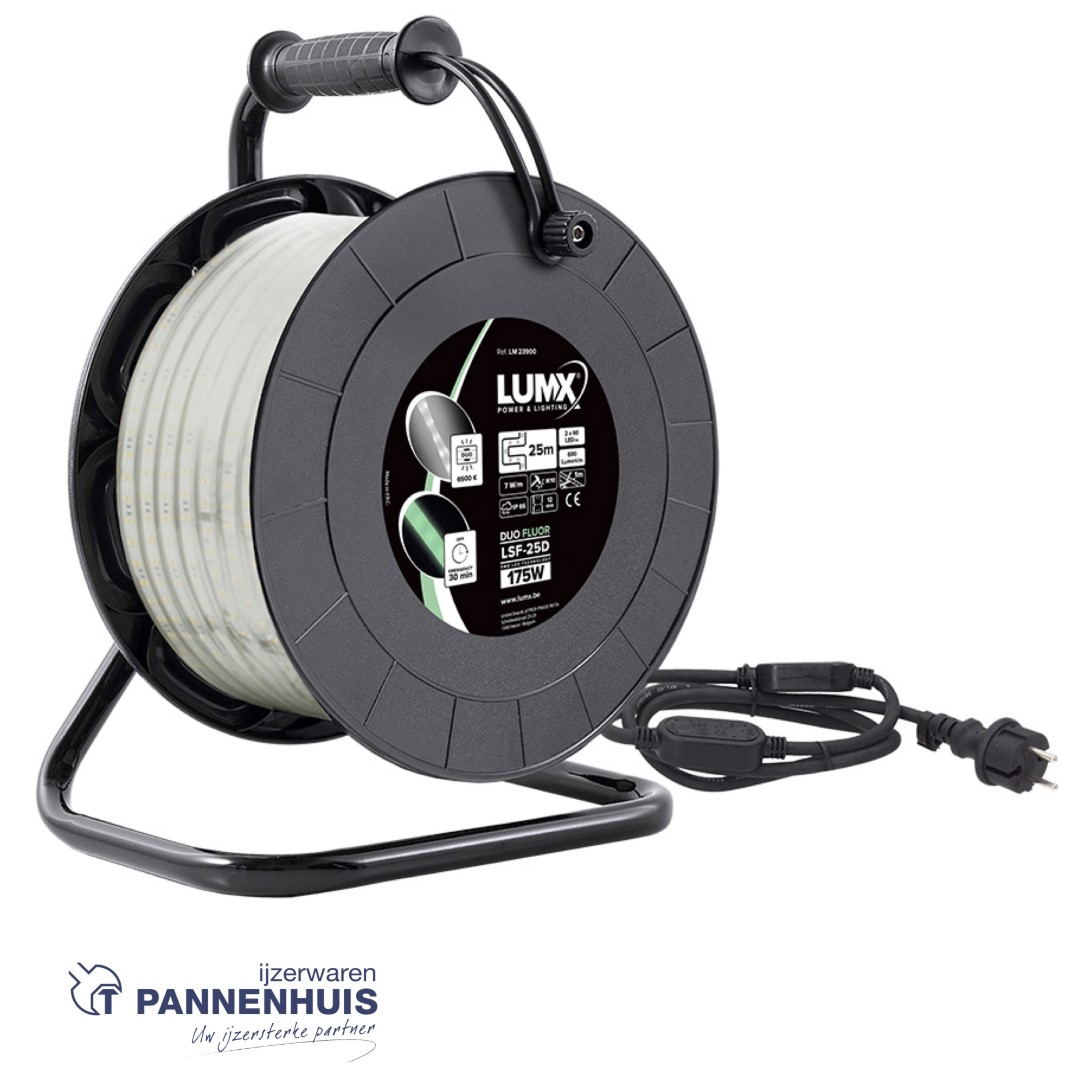 Lumx LED lichtslang DUO FLUOR op haspel 25m - 2x60led/m - H=6,5mm