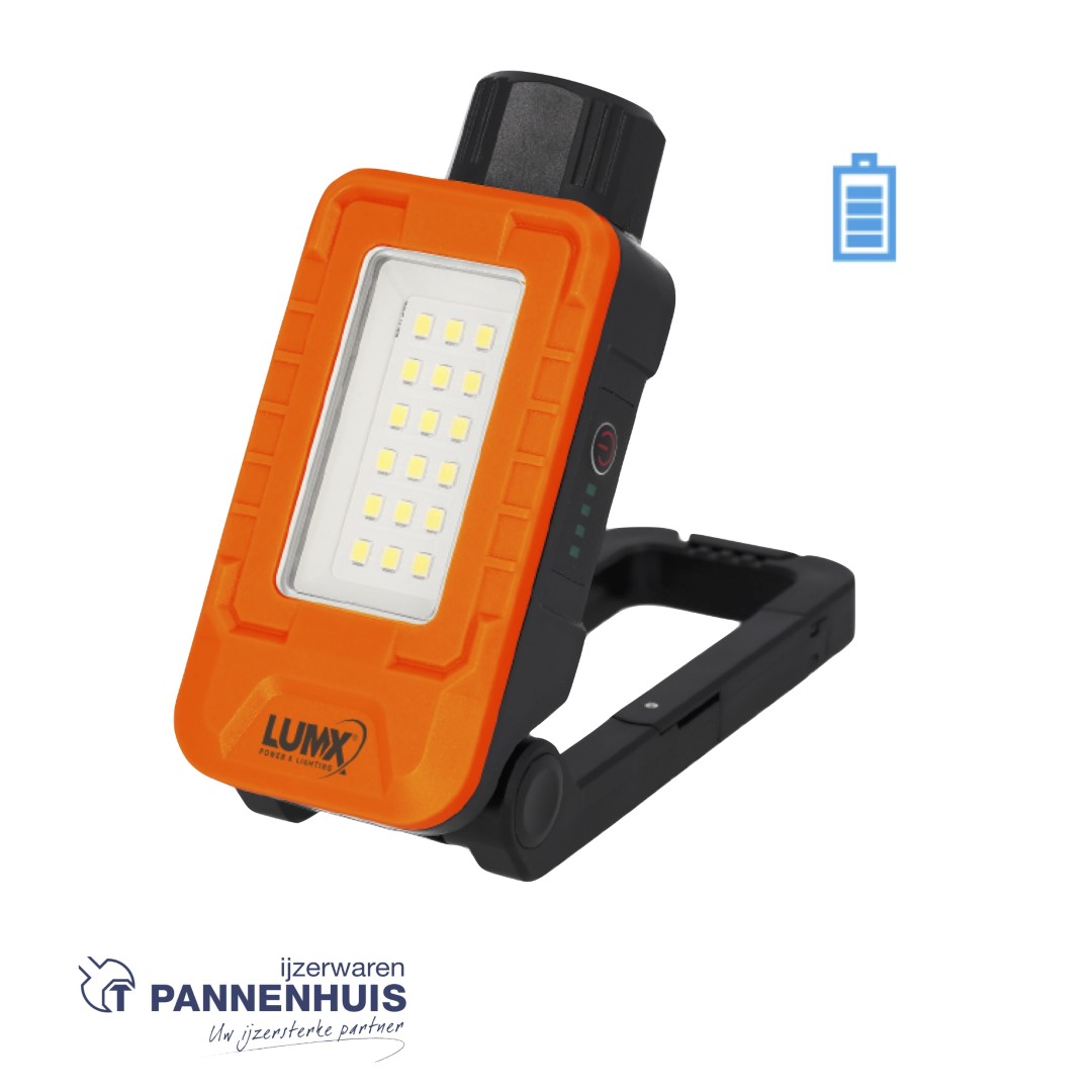 Lumx Oplaadbare LED straler (6W) met dimmerfunctie 600 lumen